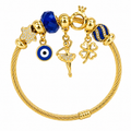 Χρυσό Βραχιόλι με Μπλε Διακοσμητικά & Charms SZ201120