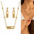 Σετ Κολιέ και Σκουλαρίκια με Ζιργκόν Χρυσό T45009